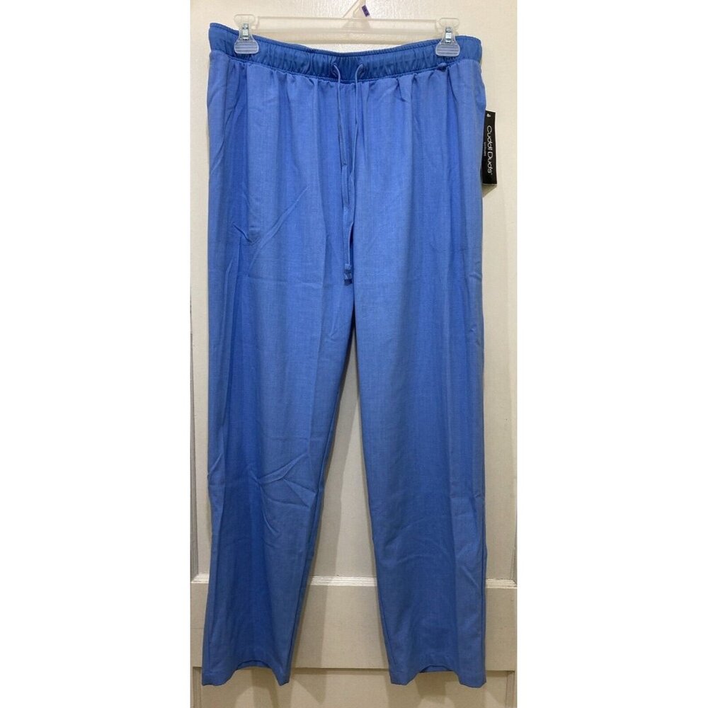 Cuddl Duds Scrub Lounge Pants Chambray Blue‎ L Draw String Waist Pockets Comfort